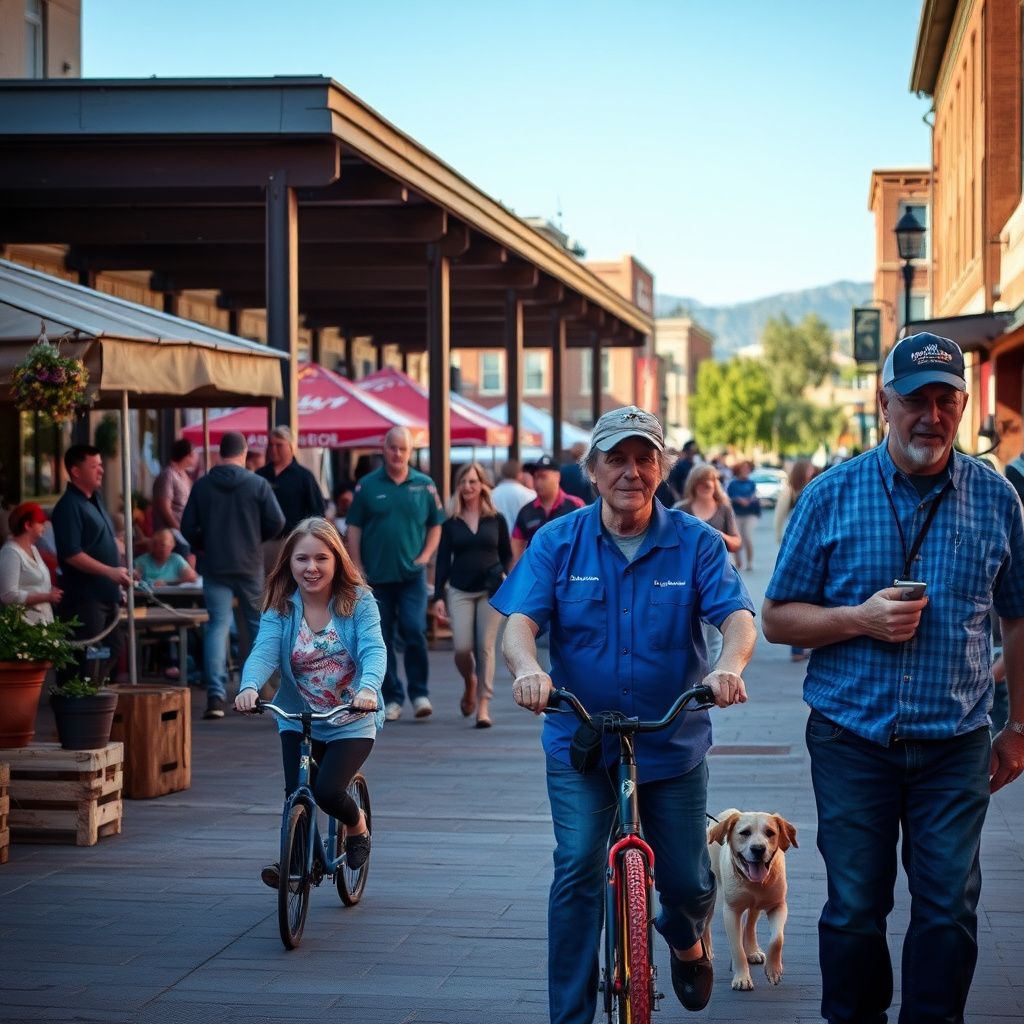Historic storefronts along Wheat Ridge's 38th Avenue, showcasing the city's charming community character and local businesses.